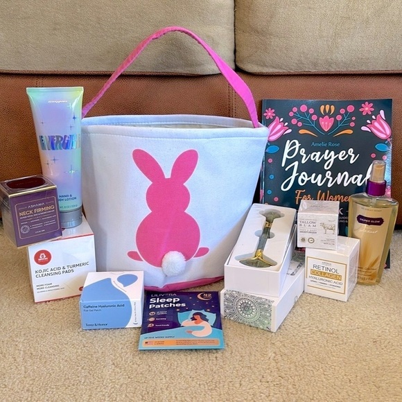 Brand New Self Care Skincare Easter Basket Turmeric Pads Moisturizer Jade Roller - Picture 15 of 15